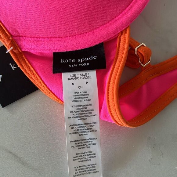 KATE SPADE Underwire Contrast NWT
Trim Bikini Swimsuit  Radiant
Pink Orange - Picture 9 of 10